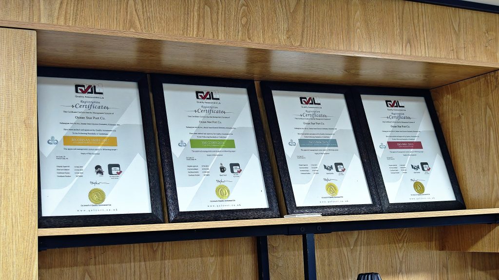 Ocean Star Port Co. proudly holds globally recognized ISO certifications, ensuring quality,